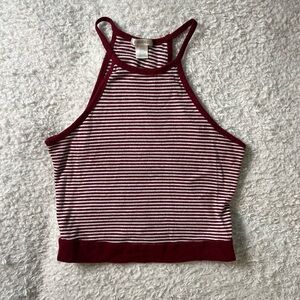Burgundy and White Tank Top